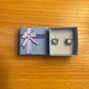 Elegant Golden Stainless Steal Cubic Zirconia Stud Earrings